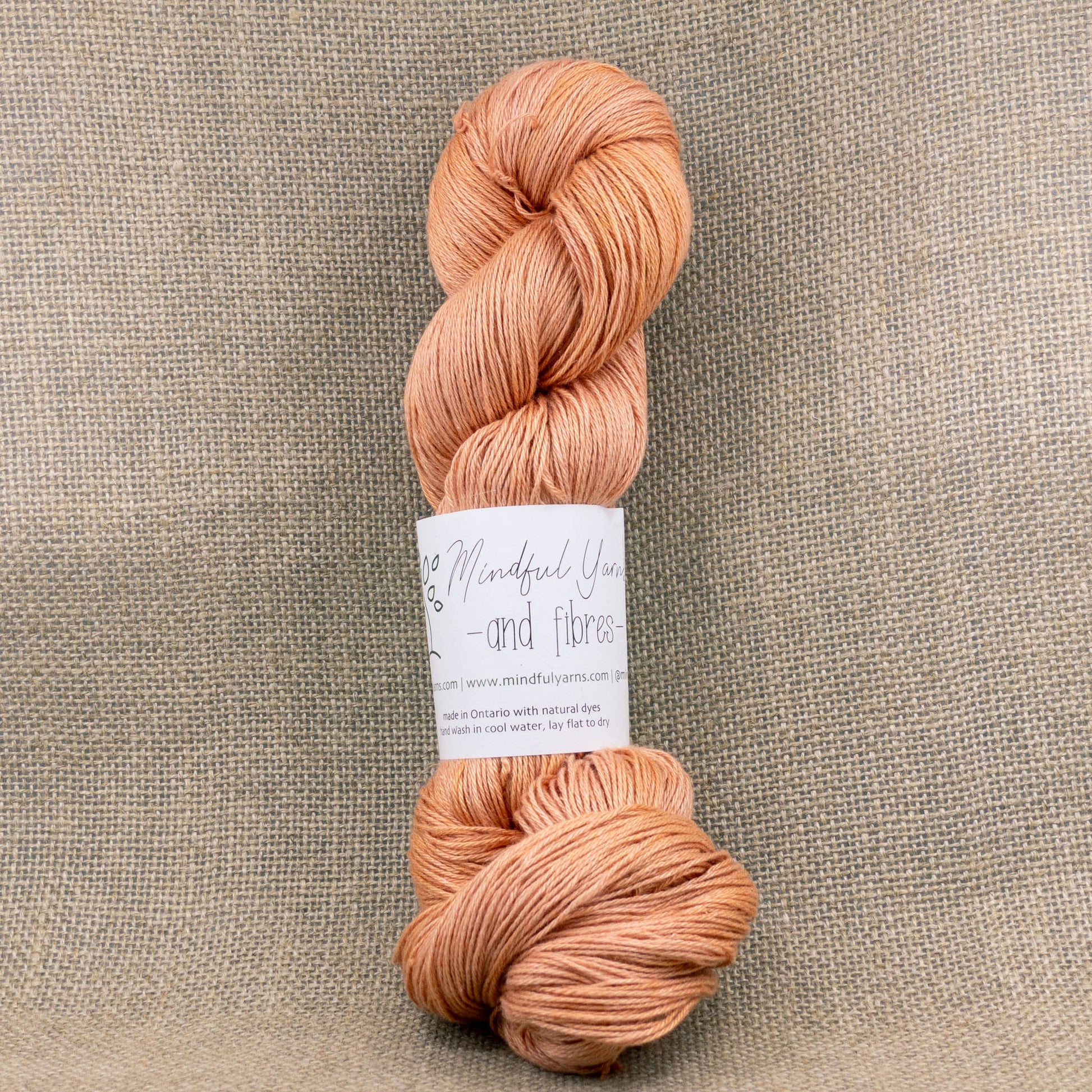 Silk Linen Fingering Weight Yarn - Mindful Yarns - Madder + weld .2X - 0730