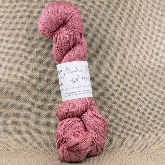 Silk Linen Lace Weight Yarn - Mindful Yarns - Madder + cochineal 1.5X - 0805