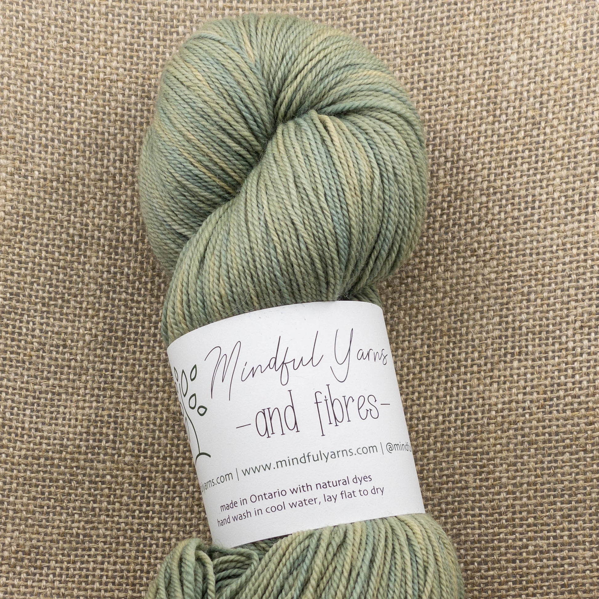 Organic Superwash Sock Yarn - Mindful Yarns - Fustic + indigo